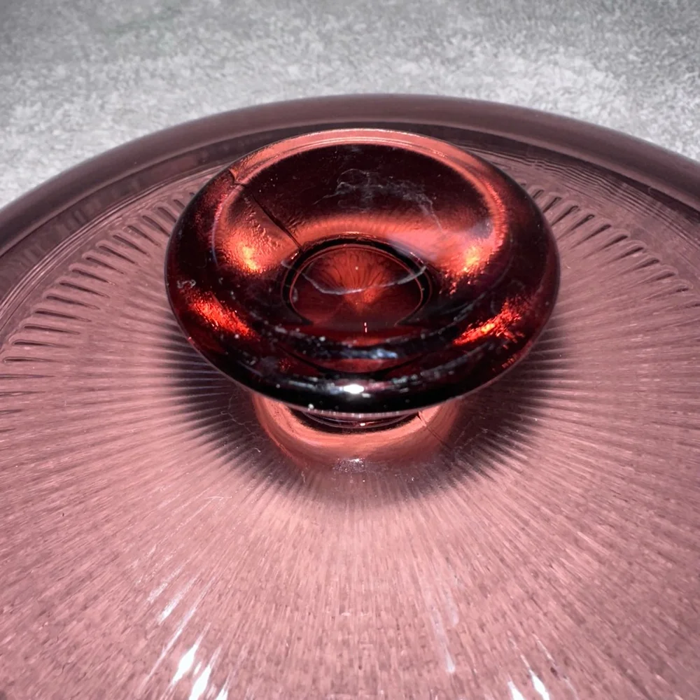 Vintage Corning Vision Cranberry V-31-B 1QT/1L Casserole Dish W/PYREX Lid USA